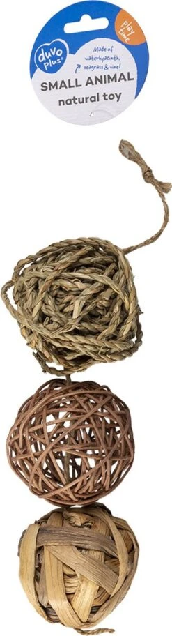 Duvo+ Trio Natuurlijke Speelballen 3st – 7,5 Cm