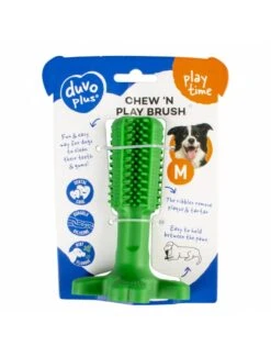 Duvo Chew `n Play Brush Groen M - 14,5x9x9cm -Duvo chew n play brush groen m 145x9x9cm 2